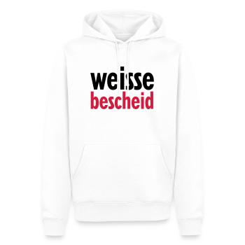 weissebescheid - Männer Premium Bio Hoodie - Weiß - Vorne - Nico (187cm)