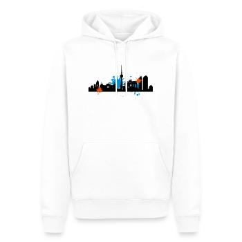 Skyline_Berlin_dirty - Männer Premium Bio Hoodie - Weiß - Vorne - Nico (187cm)