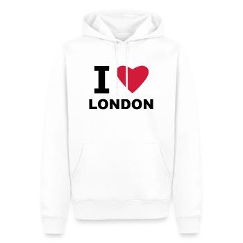 I love London - Männer Premium Bio Hoodie - Weiß - Vorne - Nico (187cm)