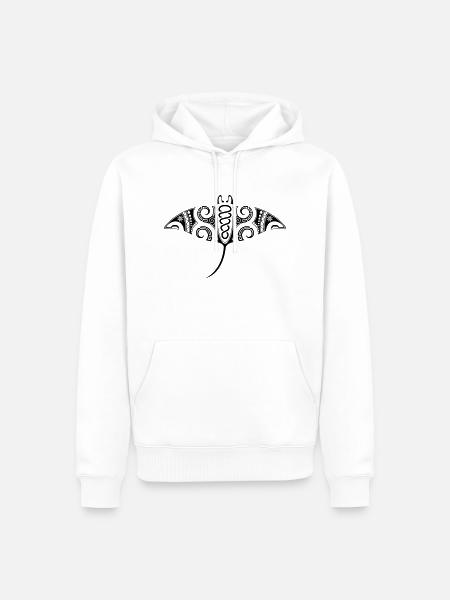 Raie Manta - Sweat à capuche Premium bio Homme - blanc
