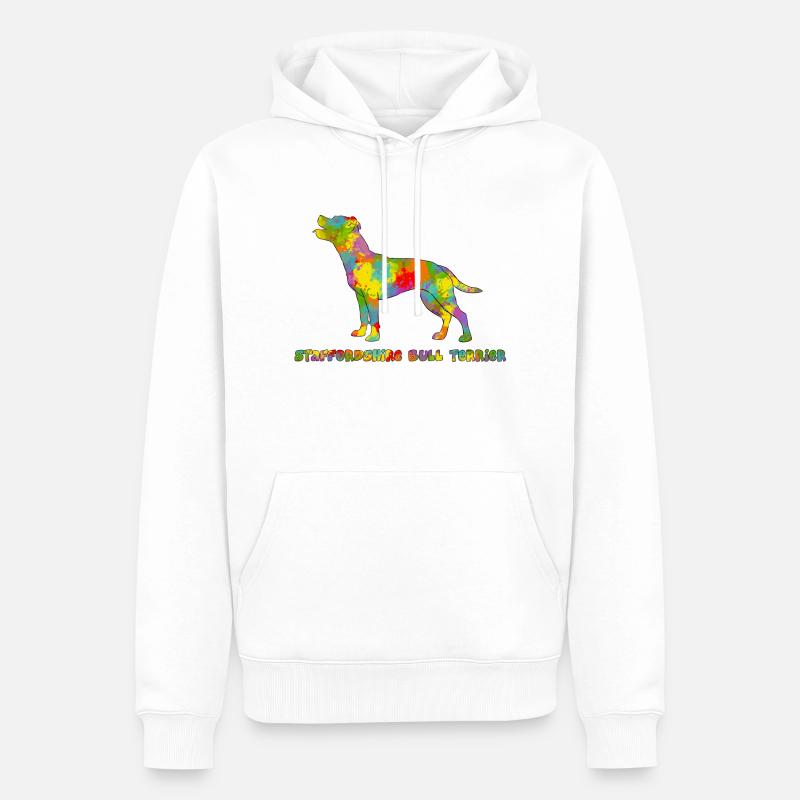 Staffie Multicolore - Sweat à capuche Premium bio Homme - blanc
