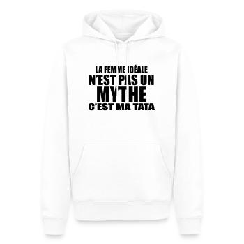 la femme idéale n'est pas un mythe c'est ma tata - Sweat à capuche Premium bio Homme - blanc - Devant - Nico (187cm)