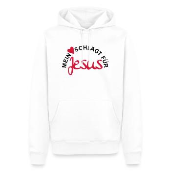 Mon cœur bat pour JESUS - Sweat à capuche Premium bio Homme - blanc - Devant - Nico (187cm)