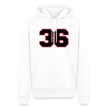 Number36 - Sweat à capuche Premium bio Homme - blanc - Devant - Nico (187cm)