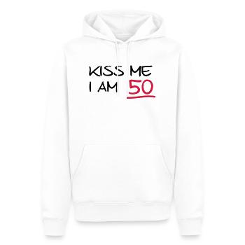 kiss me i am 50 birthday (fr) - Sweat à capuche Premium bio Homme - blanc - Devant - Nico (187cm)
