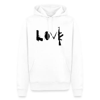 L'amour est guerre - Sweat à capuche Premium bio Homme - blanc - Devant - Nico (187cm)