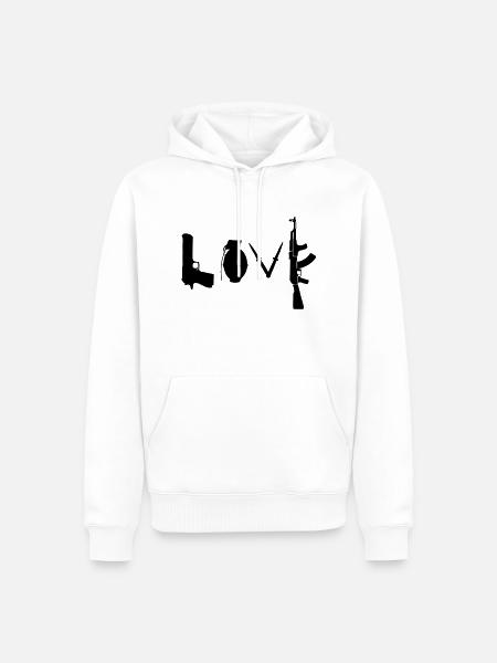 Love / Waffen Design - Männer Premium Bio Hoodie - Weiß