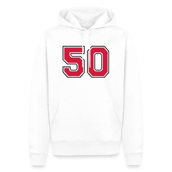 50__f2 - Männer Premium Bio Hoodie - Weiß - Vorne - Nico (187cm)