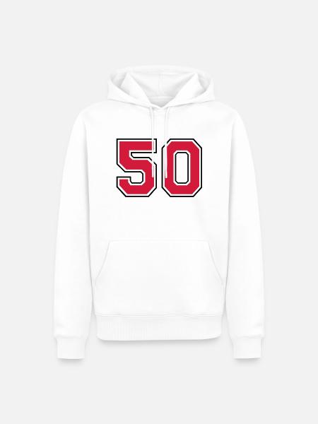 50__f2 - Men’s Premium Organic Hoodie - white