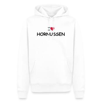 I love/heart Hornussen - Männer Premium Bio Hoodie - Weiß - Vorne - Nico (187cm)