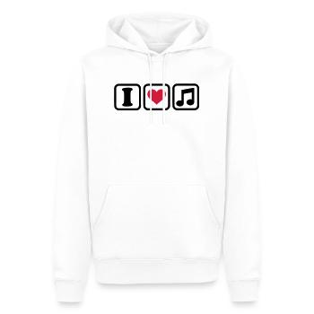 I love music - Männer Premium Bio Hoodie - Weiß - Vorne - Nico (187cm)