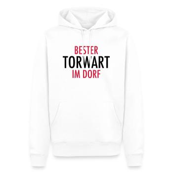 Bester Torwart im Dorf | Fußball Geschenke - Männer Premium Bio Hoodie - Weiß - Vorne - Nico (187cm)