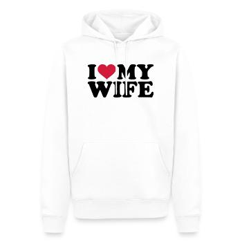 I love my wife - Sweat à capuche Premium bio Homme - blanc - Devant - Nico (187cm)