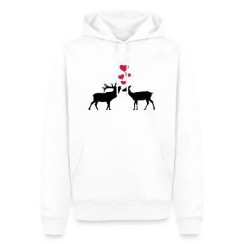 Hirsch - Männer Premium Bio Hoodie - Weiß - Vorne - Nico (187cm)
