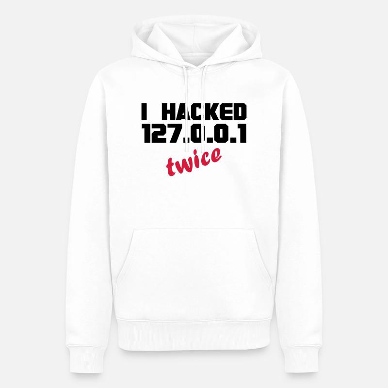 i hacked localhost twice - Männer Premium Bio Hoodie - Weiß