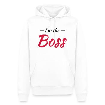 I'm the boss - Männer Premium Bio Hoodie - Weiß - Vorne - Nico (187cm)