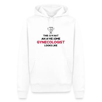 docteur / médecin / gynécologue / gynécologie - Sweat à capuche Premium bio Homme - blanc - Devant - Nico (187cm)