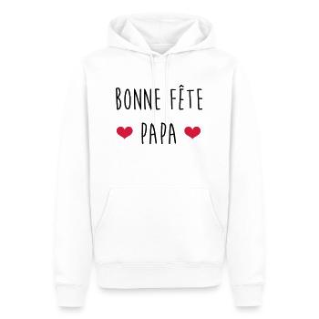 Papa Fête des Pères Naissance Bébé Anniversaire - Sweat à capuche Premium bio Homme - blanc - Devant - Nico (187cm)