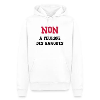 Syndicat Politique Banque Gauche Insoumis Peuple - Sweat à capuche Premium bio Homme - blanc - Devant - Nico (187cm)