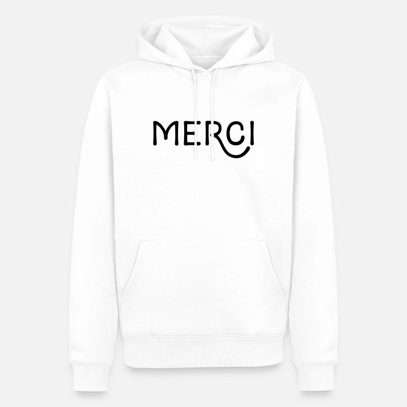 Merci! - Merci en français - Sweat à capuche Premium bio Homme - blanc