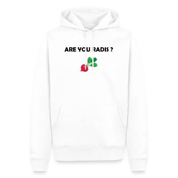 Are you radis ? t-shirt humour cadeau citations - Sweat à capuche Premium bio Homme - blanc - Devant - Nico (187cm)
