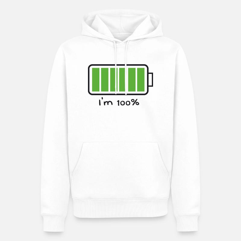 Ich bin 100% - Männer Premium Bio Hoodie - Weiß