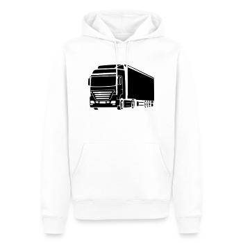 Camion Camion Gauche - Sweat à capuche Premium bio Homme - blanc - Devant - Nico (187cm)
