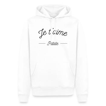 je t'aime patate - Sweat à capuche Premium bio Homme - blanc - Devant - Nico (187cm)