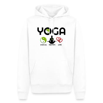 Yoga mit grünem Yin Yang, Yoga, Yoga Hoodies, Yoga - Männer Premium Bio Hoodie - Weiß - Vorne - Nico (187cm)