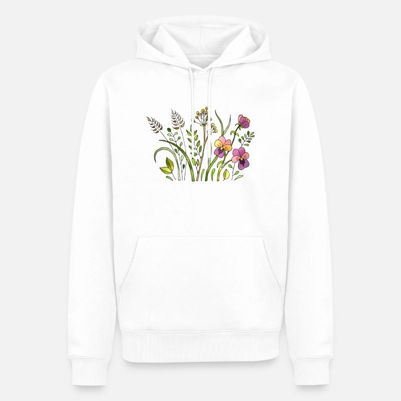 Fleur - Sweat à capuche Premium bio Homme - blanc