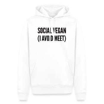 Social Vegan J’évite de rencontrer - Sweat à capuche Premium bio Homme - blanc - Devant - Nico (187cm)