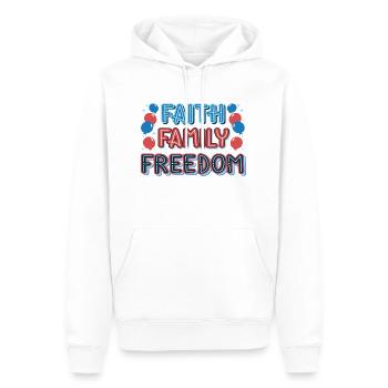 Faith Family Freedom - Männer Premium Bio Hoodie - Weiß - Vorne - Nico (187cm)