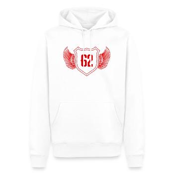 62 Nombre d’armoiries - Sweat à capuche Premium bio Homme - blanc - Devant - Nico (187cm)