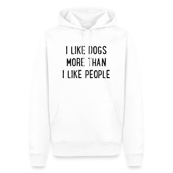 Ich mag Hunde mehr als Menschen - Männer Premium Bio Hoodie - Weiß - Vorne - Nico (187cm)