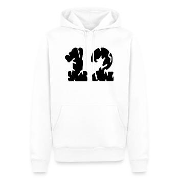 Maillot 12 Numéro - Sweat à capuche Premium bio Homme - blanc - Devant - Nico (187cm)