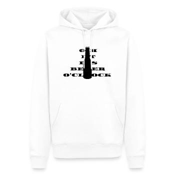 Oh c’est de la bière o horloge - Sweat à capuche Premium bio Homme - blanc - Devant - Nico (187cm)