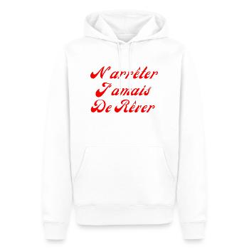 N'arrêter jamais de rêver - Sweat à capuche Premium bio Homme - blanc - Devant - Nico (187cm)