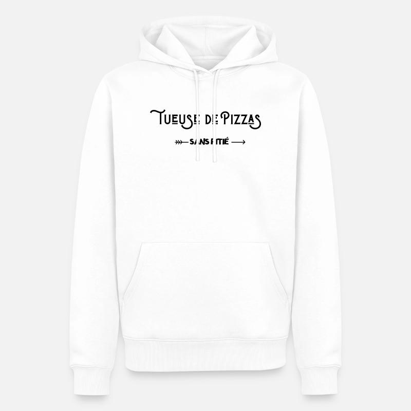 Tueuse de pizzas sans pitié - Sweat à capuche Premium bio Homme - blanc