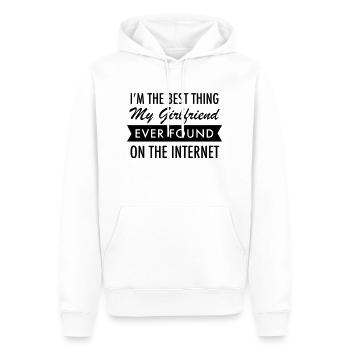 Saint-Valentin Rencontres en ligne Love Funny Slogan - Sweat à capuche Premium bio Homme - blanc - Devant - Nico (187cm)