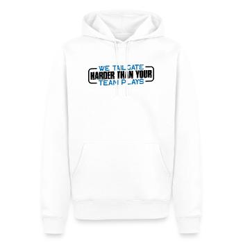 We Tailgate Harder Than Your Team Plays 4 - Männer Premium Bio Hoodie - Weiß - Vorne - Nico (187cm)
