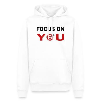 Focus on you - Men’s Premium Organic Hoodie - white - Front - Nico (187cm)