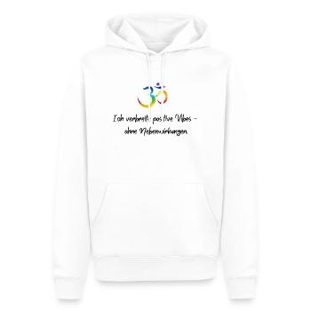 Ich verbreite positive Vibes ohne Nebenwirkungen - Männer Premium Bio Hoodie - Weiß - Vorne - Nico (187cm)