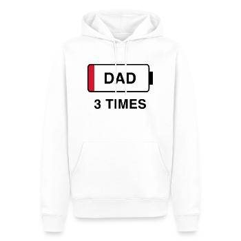 Papa 3 fois - Sweat à capuche Premium bio Homme - blanc - Devant - Nico (187cm)