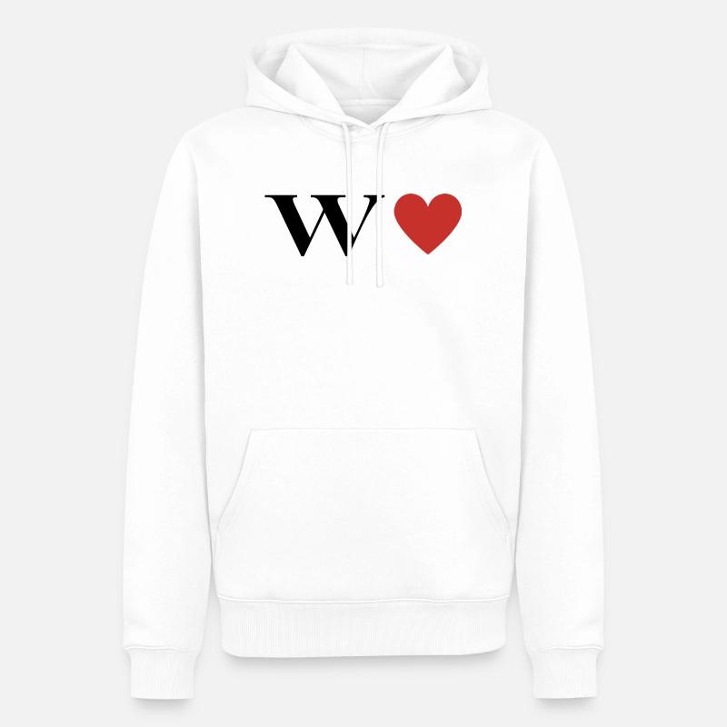 Buchstabe w Rotes Herz - Männer Premium Bio Hoodie - Weiß