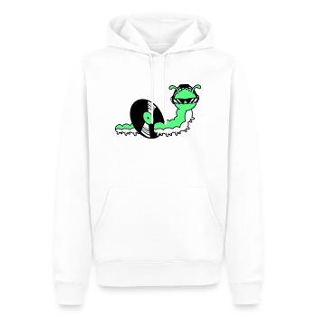 Cool DJ Caterpillar mange du disque vinyle Musique de fête - Sweat à capuche Premium bio Homme - blanc - Devant - Nico (187cm)