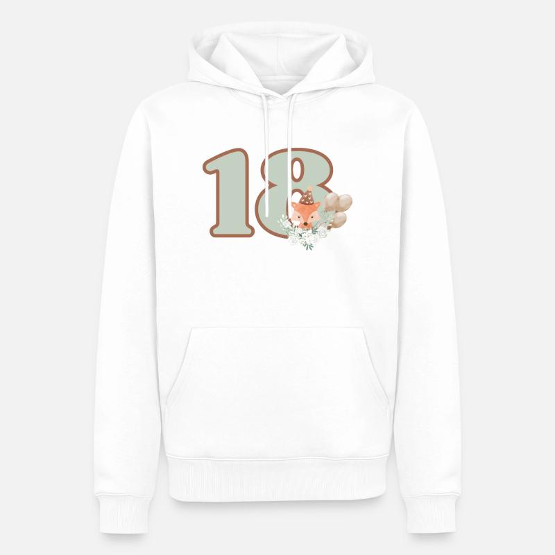 18e anniversaire renard fleurs - Sweat à capuche Premium bio Homme - blanc