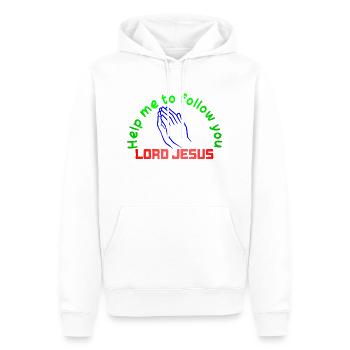 HELP ME TO FOLLOW YOU LORD JESUS - Sweat à capuche Premium bio Homme - blanc - Devant - Nico (187cm)