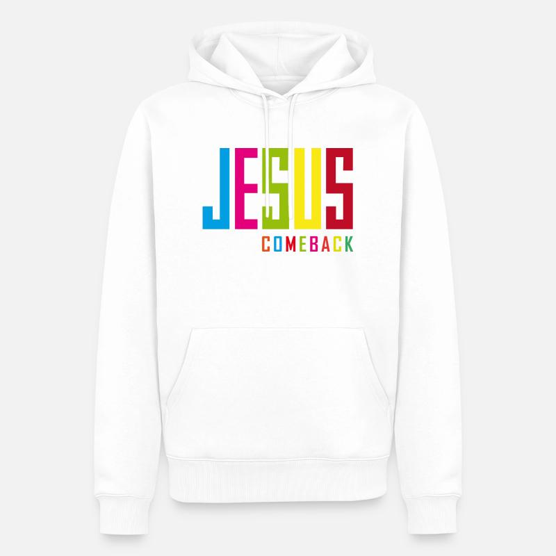 Jesus Comeback – Dein Glaubens-Statement! - Männer Premium Bio Hoodie - Weiß