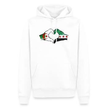 Algeria Syria Flag Hands Heart Shape Used - Men’s Premium Organic Hoodie - white - Front - Nico (187cm)