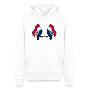 Two flags text MISSOURI - Men’s Premium Organic Hoodie - white - Front - Nico (187cm)